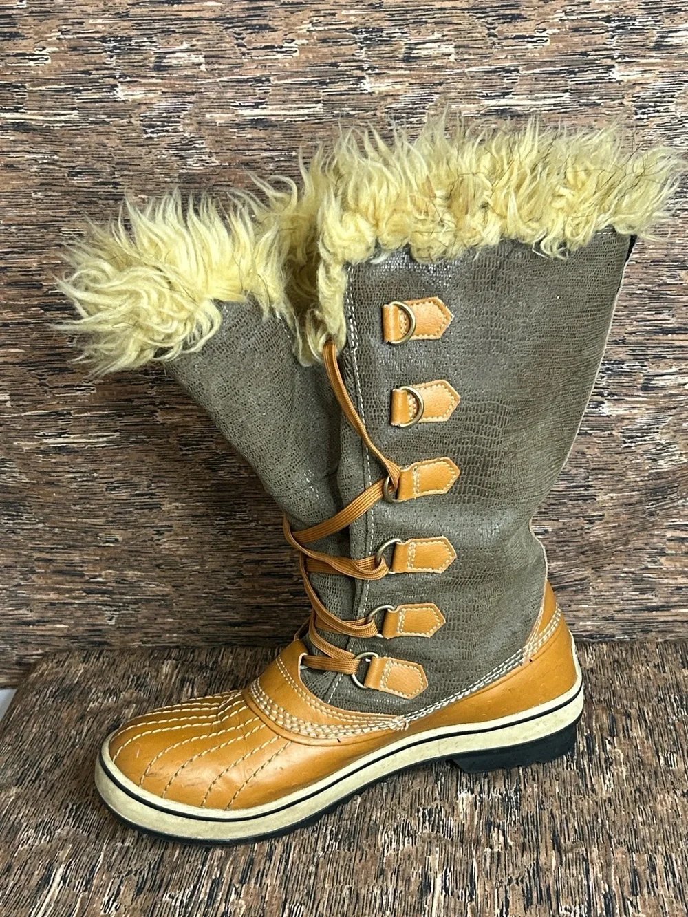 Sorel Joan Of Arctic Winter Waterproof Boots Brown Leather Faux Fur Women’s 9